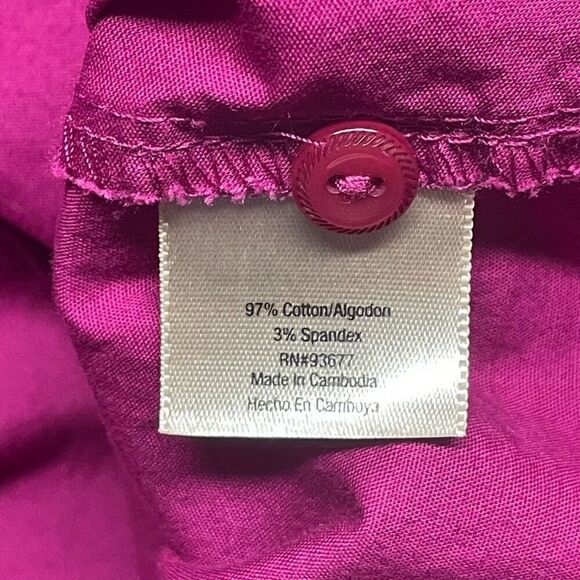 St. John’s Bay Fuchsia Short Sleeve Button Front Top - Picture 6 of 6